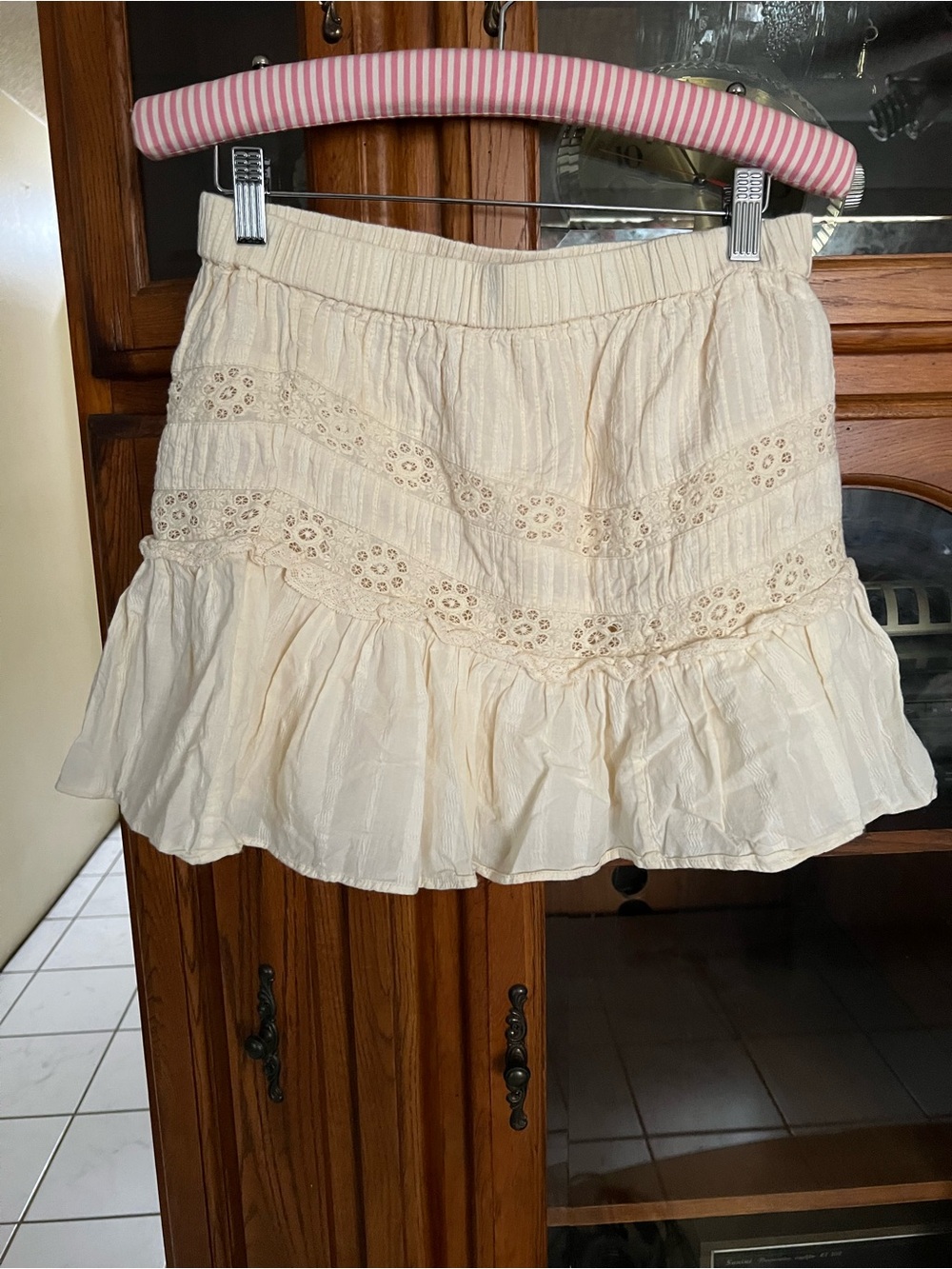 LoveShackFancy Cream Eyelet Tiered Skirt - Picture 2 of 11